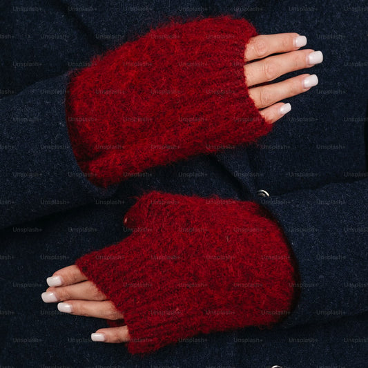 Knitted fingerless mitts