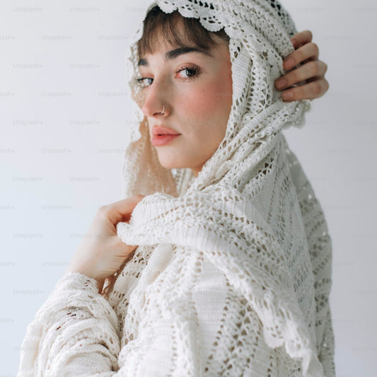 Elegant lace knitted shawl